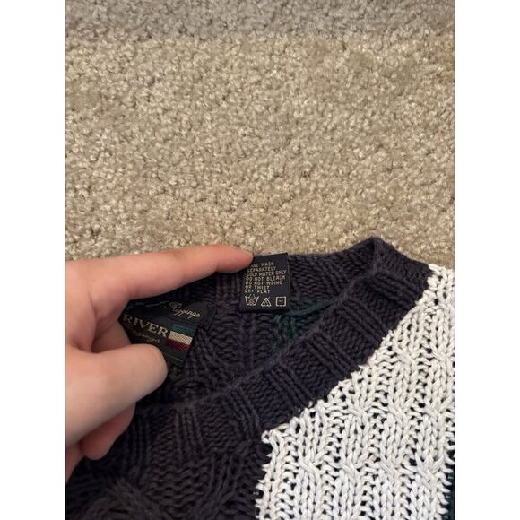 VTG New River For J. Riggings Hand Knitted Cable Knit Heavy Men's Sweater Sz XL - Picture 4 of 8